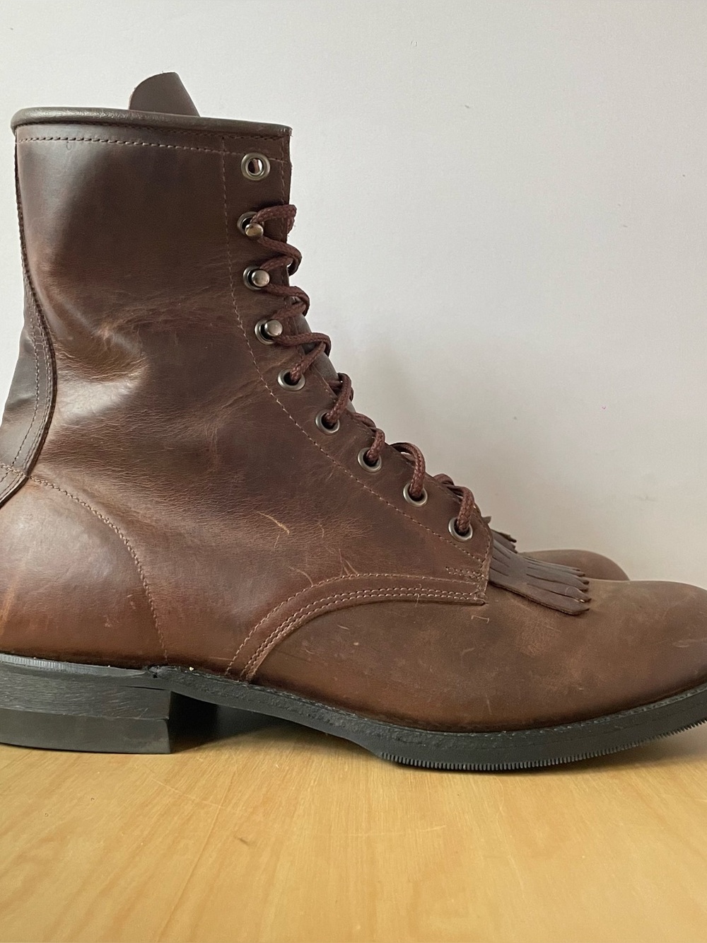 Brahma Leather Lace-Up Boots | US 9 3E